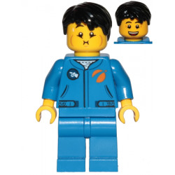 Astronaut - Male, Blue Jumpsuit, Black Hair Short Tousled with Side Part, Queasy and Open Mouth Smile – ГРАДСКИ