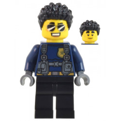 Police Officer - Male, Dark Blue Shirt with Harness, Black Legs, Black Coiled Hair, Sunglasses (Duke DeTain) – ГРАДСКИ
