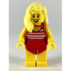 Swimmer - Female, Red Swimsuit with White Stripes, Bright Light Yellow Hair – ГРАДСКИ