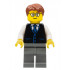Launch Director - Male, Black Vest with Blue Striped Tie, Dark Bluish Gray Legs, Reddish Brown Short Tousled Hair, Glasses – ГРАДСКИ