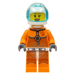 Astronaut - Female, Orange Spacesuit with Dark Bluish Gray Lines, Trans Light Blue Large Visor, Open Mouth Smile – ГРАДСКИ
