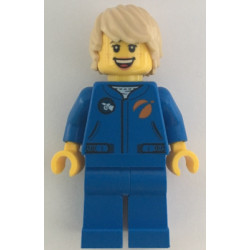 Astronaut - Female, Blue Jumpsuit, Tan Hair Tousled with Side Part, Freckles, Open Mouth Smile – ГРАДСКИ