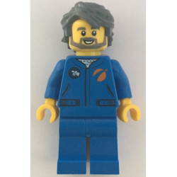Astronaut - Male, Blue Jumpsuit, Dark Bluish Gray Hair and Full Angular Beard, Open Mouth Smile – ГРАДСКИ