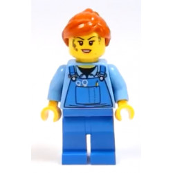 Mechanic Female, Medium Blue Shirt and Blue Overalls, Dark Orange Ponytail – ГРАДСКИ