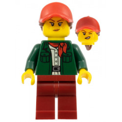 Safari Tourist - Female, Dark Green Jacket, Dark Red Legs, Red Ball Cap with Reddish Brown Ponytail – ГРАДСКИ
