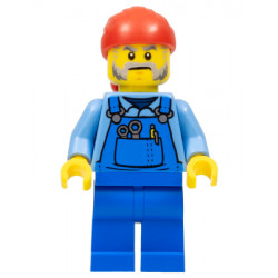 Tow Truck Driver - Male, Blue Overalls over Medium Blue Shirt, Blue Legs, Red Bandana, Beard, Back Print – ГРАДСКИ