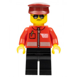 Post Office - Airmail Letter Logo and Red Jacket with Zipper, Dark Red Hat, Black Legs, Sunglasses – ГРАДСКИ