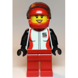 Race Car Driver, Female, Red and White Racing Jacket, Red Helmet and Legs – ГРАДСКИ
