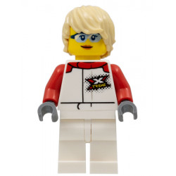 Female, White and Red Jumpsuit with 'XTREME' Logo, Tan Tousled Hair, Sunglasses and Closed Mouth Grin – ГРАДСКИ