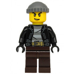 Police - City Bandit Crook, Black Leather Jacket, Dark Bluish Gray Knit Cap, Dark Brown Legs – ГРАДСКИ