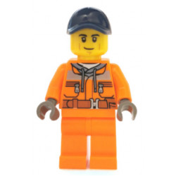 Street Sweeper Operator - Male, Orange Safety Jacket, Reflective Stripe, Sand Blue Hoodie, Orange Legs, Dark Blue Cap with Hole, Smirk – ГРАДСКИ