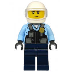 Police - City Motorcyclist, Safety Vest with Police Badge, Dark Blue Legs, White Helmet, Trans-Clear Visor – ГРАДСКИ