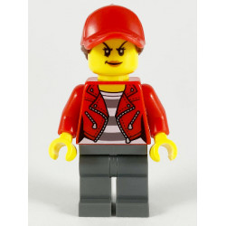 Police - City Bandit Crook, Red Jacket, Red Ball Cap with Reddish Brown Ponytail, Dark Bluish Gray Legs – ГРАДСКИ