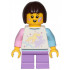 Child - Girl, White Shirt with Unicorn, Medium Lavender Short Legs, Dark Brown Bob Cut Hair, Rainbow on Cheek – ГРАДСКИ