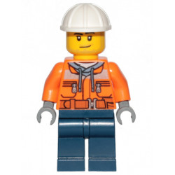 Construction Worker - Male, Orange Safety Jacket, Reflective Stripe, Sand Blue Hoodie, Dark Blue Legs, White Construction Helmet, Stubble – ГРАДСКИ