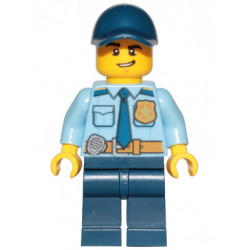 Police - City Officer Shirt with Dark Blue Tie and Gold Badge, Dark Tan Belt with Radio, Dark Blue Legs, Dark Blue Cap, Lopsided Grin – ГРАДСКИ