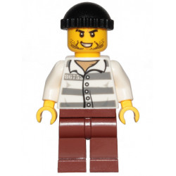 Police - Jail Prisoner 86753 Prison Stripes, Black Knit Cap, Reddish Brown Legs, Beard Stubble and Lopsided Grin – ГРАДСКИ