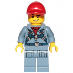 Ocean Mini-Submarine Pilot - Male, Harness, Sand Blue Legs with Pockets, Red Cap, Lopsided Grin – ГРАДСКИ