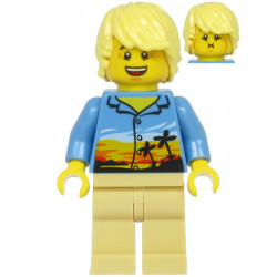 Plane Passenger - Male, Bright Light Yellow Hair, Medium Blue Hawaiian Shirt, Tan Legs – ГРАДСКИ