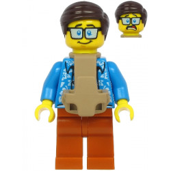 Plane Passenger - Male, Dark Brown Hair, Dark Azure Hawaiian Shirt, Dark Orange Legs, Baby Carrier – ГРАДСКИ