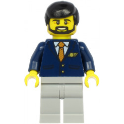Steward - Male, Black Hair, Dark Blue Suit with Striped Tie, Light Bluish Gray Legs – ГРАДСКИ