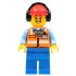 Ground Crew - Male, Orange Safety Vest with Reflective Stripes, Blue Legs, Red Construction Helmet with Black Ear Protectors / Headphones – ГРАДСКИ