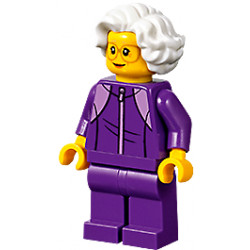 Plane Passenger - Grandmother, Dark Purple Tracksuit, White Wavy Hair, Glasses – ГРАДСКИ