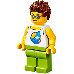 Plane Passenger - Male, White Tank Top with Dark Azure Sailboat, Lime Legs, Reddish Brown Hair Spiked – ГРАДСКИ