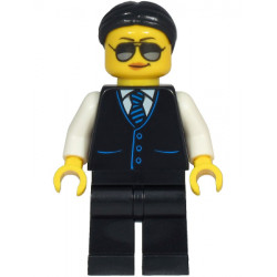 Limousine Driver - Female, Black Vest with Blue Striped Tie, Black Legs, Black Hair, Sunglasses and Peach Lips – ГРАДСКИ