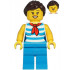Diner Employee - Female, Dark Azure and White Striped Shirt with Red Scarf, Dark Azure Legs, Dark Brown Ponytail – ГРАДСКИ