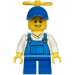 Child - Boy, Blue Overalls over V-Neck Shirt, Blue Short Legs, Blue Cap with Yellow Tiny Propeller, Freckles (Billy McCloud) – ГРАДСКИ