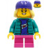 Child - Girl, Dark Turquoise Jacket over Dark Purple Shirt, Dark Pink Short Legs, Dark Purple Bicycle Helmet with Bright Light Yellow Hair – ГРАДСКИ
