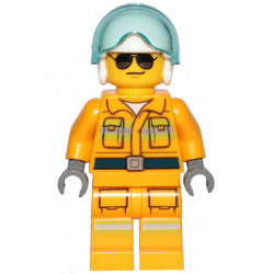 Fire - Reflective Stripes, Bright Light Orange Suit, White Helmet, Black and Silver Sunglasses – ГРАДСКИ