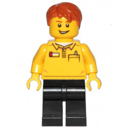 LEGO Store Employee, Black Legs, Dark Orange Tousled Hair, Lopsided Grin – ГРАДСКИ