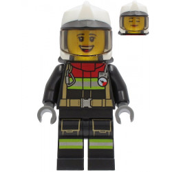 Fire - Female, Black Jacket and Legs with Reflective Stripes and Red Collar, White Fire Helmet, Trans-Brown Visor (Sarah Feldman) – ГРАДСКИ