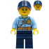 Police - City Officer Female, Bright Light Blue Shirt with Badge and Radio, Dark Blue Legs, Dark Blue Cap with Dark Orange Ponytail, Pensive Smile – ГРАДСКИ