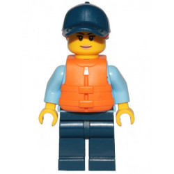 Police - City Officer Female, Bright Light Blue Shirt with Badge and Radio, Dark Blue Legs, Dark Blue Cap with Dark Orange Ponytail, Life Jacket – ГРАДСКИ