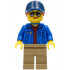 Ground Crew - Female, Blue Jacket over Dark Red V-Neck Sweater, Dark Tan Legs, Dark Blue Cap with Dark Orange Ponytail – ГРАДСКИ