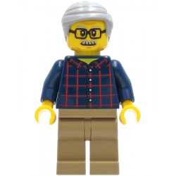 Man - Dark Blue Plaid Button Shirt, Dark Tan Legs, Light Bluish Gray Hair – ГРАДСКИ