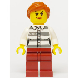 Police - Jail Prisoner 50382 Prison Stripes, Female, Dark Red Legs, Scowl with Peach Lips, Orange Ponytail – ГРАДСКИ