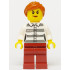 Police - Jail Prisoner 50382 Prison Stripes, Female, Dark Red Legs, Scowl with Peach Lips, Orange Ponytail – ГРАДСКИ