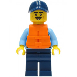 Police - City Officer Shirt with Dark Blue Tie and Gold Badge, Dark Tan Belt with Radio, Dark Blue Legs, Dark Blue Cap, Orange Life Jacket – ГРАДСКИ