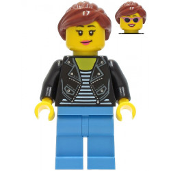 Car Driver - Female, Black Leather Jacket, Medium Blue Legs, Reddish Brown Hair – ГРАДСКИ