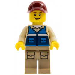 Wildlife Rescue Worker - Male, Dark Red Cap, Blue Vest with 'RESCUE' Pattern on Back, Dark Tan Legs with Pockets – ГРАДСКИ