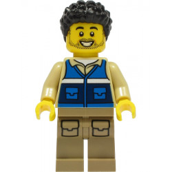 Wildlife Rescue Worker - Male, Blue Vest with 'RESCUE' Pattern on Back, Dark Tan Legs with Pockets, Black Hair – ГРАДСКИ