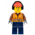 Construction Worker - Male, Orange Safety Vest, Reflective Stripes, Reddish Brown Shirt, Dark Blue Legs, Red Construction Helmet with Black Ear Protectors / Headphones, Lopsided Smile – ГРАДСКИ
