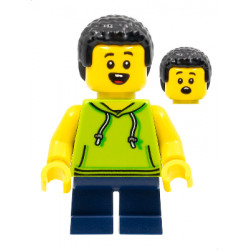 Child - Boy, Lime Hoodie, Dark Blue Short Legs, Black Coiled Hair – ГРАДСКИ