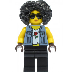 Stuntz Driver - Female, Sand Blue Vest over Rose Shirt, Black Legs, Black Curly Hair, Sunglasses – ГРАДСКИ