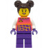 Stuntz Driver - Female, Coral Racing Shirt with White Arms, Dark Purple Legs, Dark Brown Hair with Buns – ГРАДСКИ