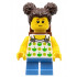 Child - Girl, White Halter Top with Green Apples and Lime Spots, Medium Blue Short Legs, Dark Brown Hair with Buns, Freckles, Reddish Brown Backpack – ГРАДСКИ